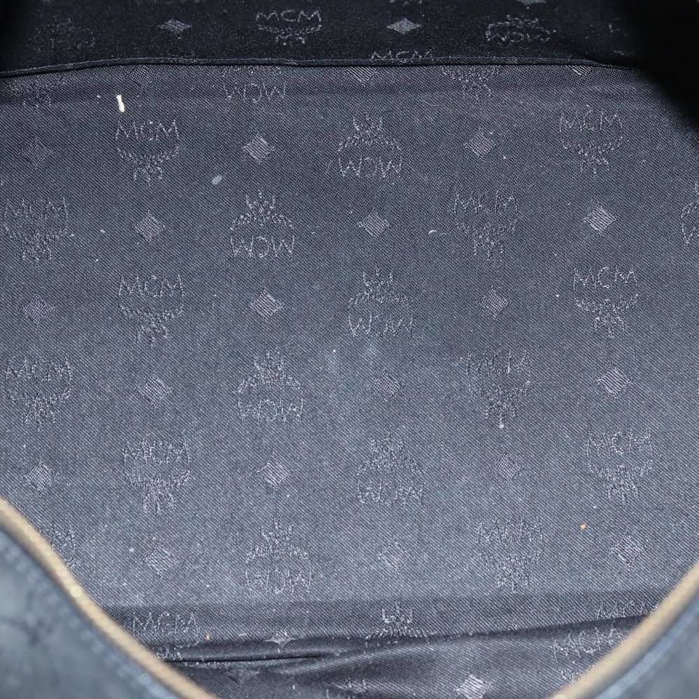 MCM Vicetos Logogram Boston Bag Coated Canvas Black Auth tb1091 - Picture 11 of 16